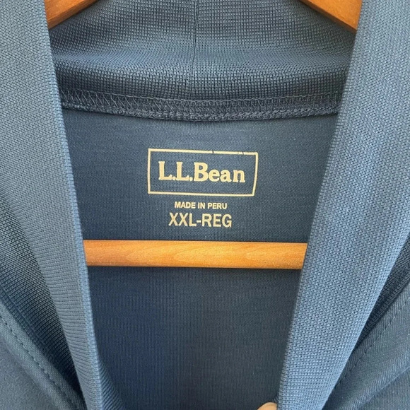 NWOT! Men’s L.L. Bean regular fit 100% Pima long sleeve mock neck shirt blue XXL - Picture 3 of 4